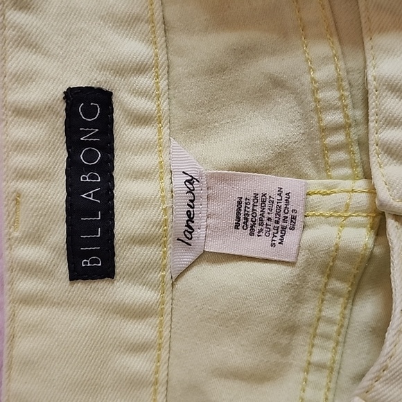 Billabong Laneway Jean Shorts, Neon Yellow, Size 3 - Picture 5 of 5